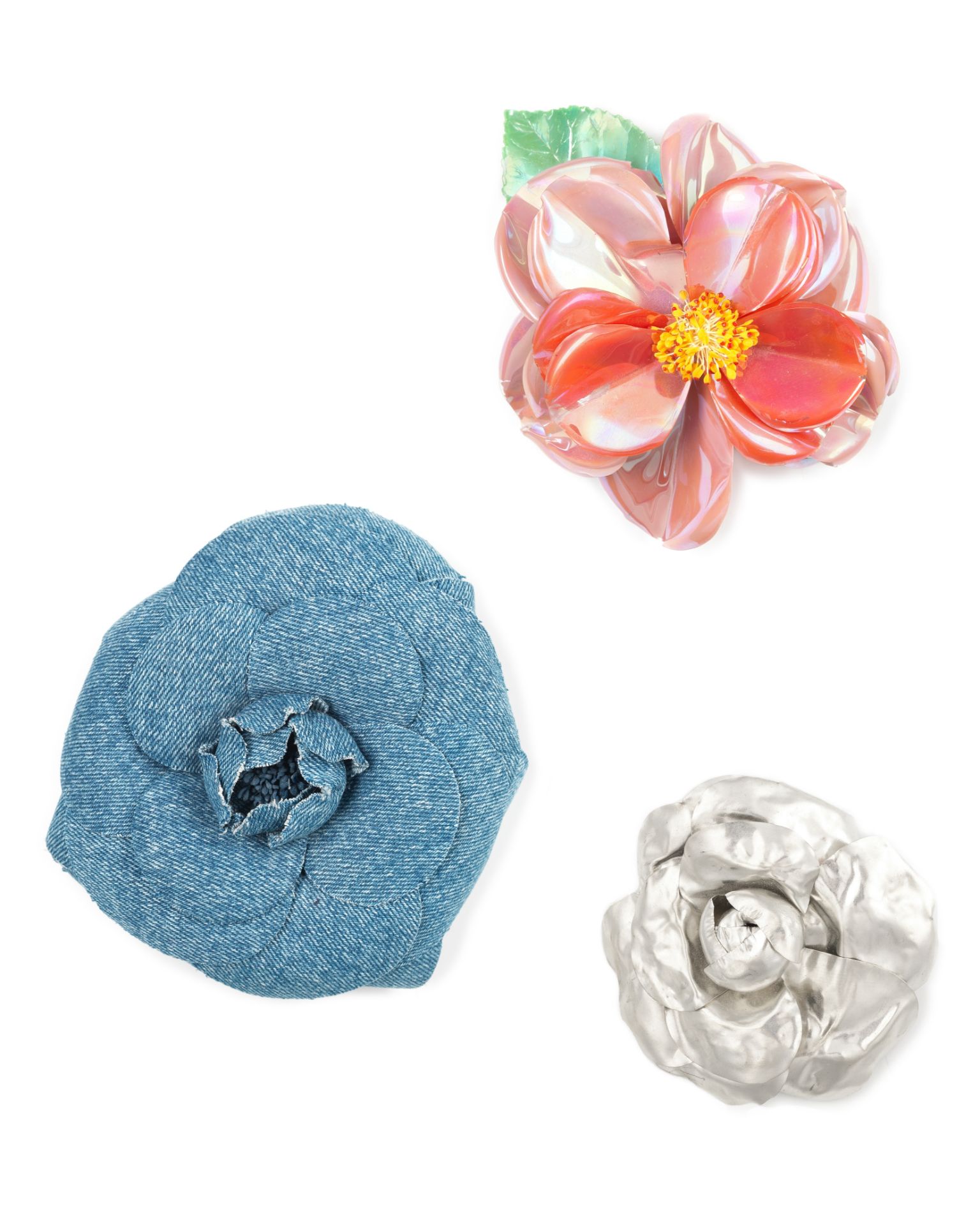 Three Camellia Brooches, Chanel,