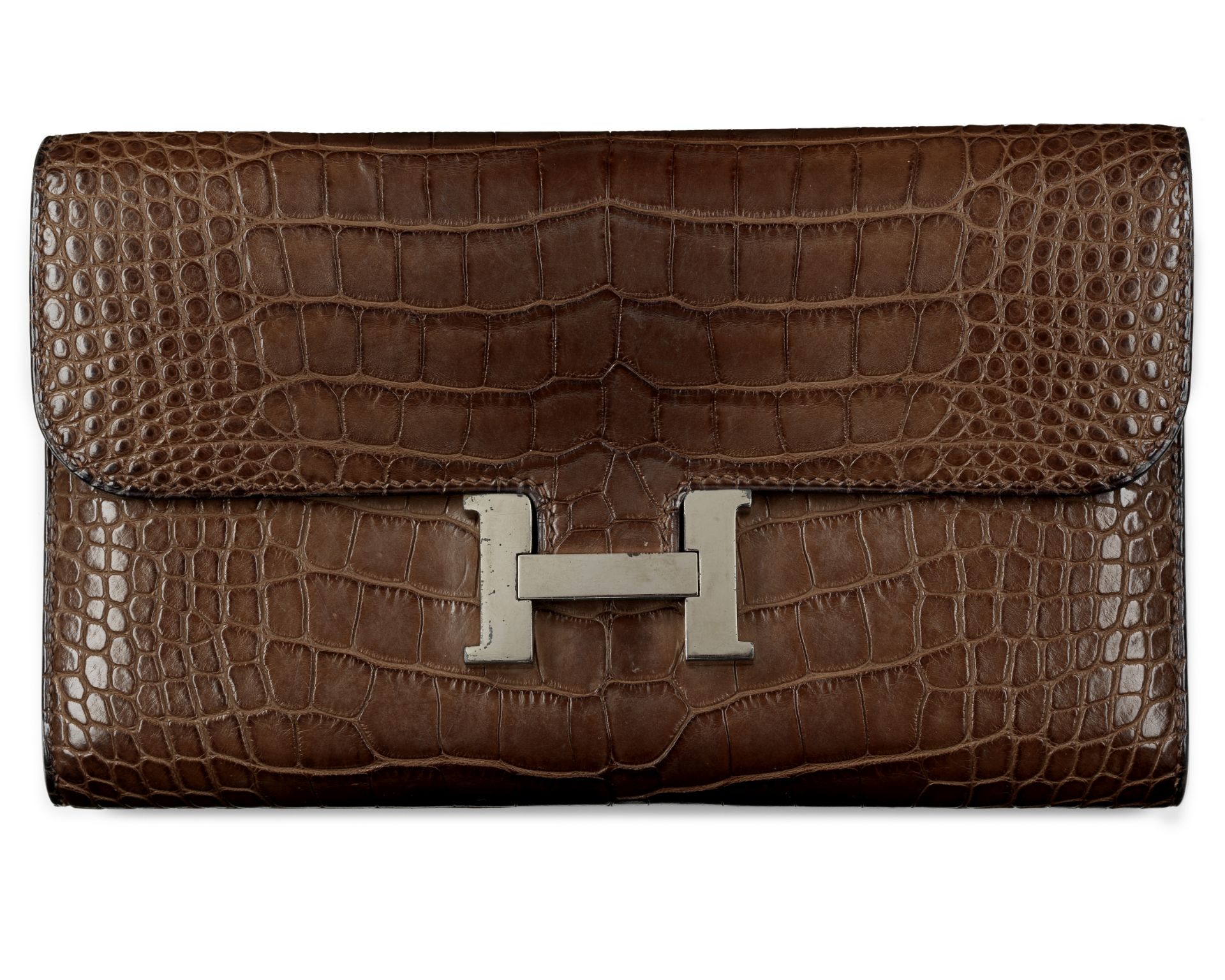 Matte Brown Alligator Constance Wallet, Hermès, c. 2012, (Includes box)