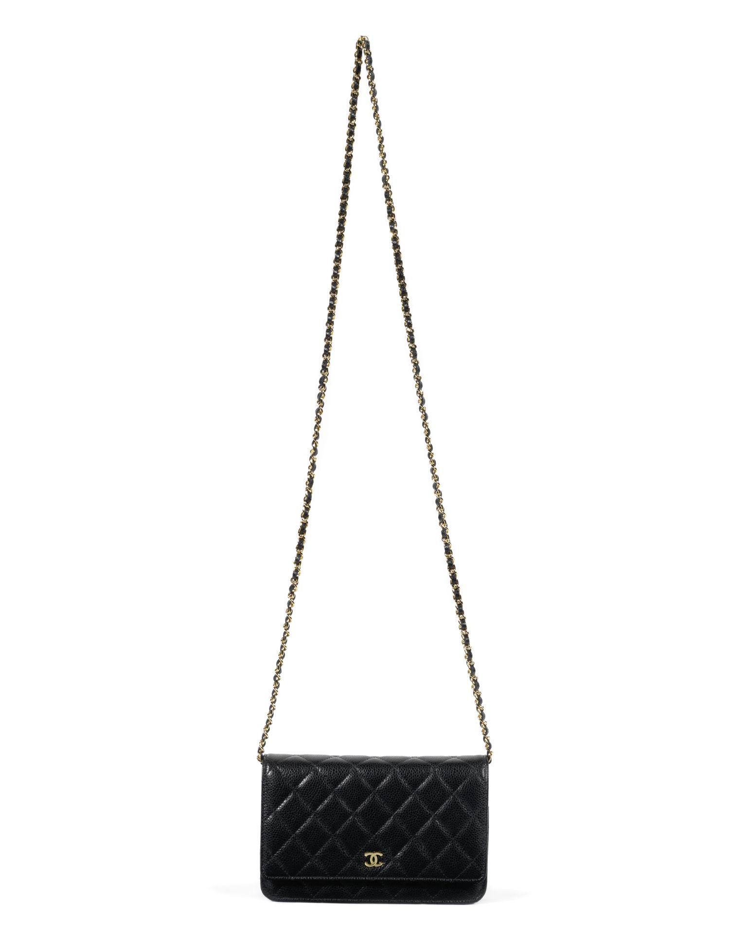 Black Caviar Wallet on Chain, Chanel, c. 2019, (Includes padlock, keys, cloche, and dust bag)