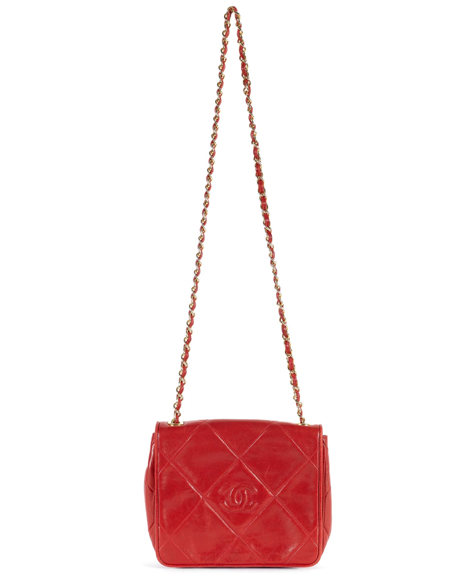Red Full Flap Crossbody Bag, Chanel, c. 1986-89, (Includes serial sticker and authenticity card )
