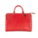 Red Epi Leather Speedy 30, Louis Vuitton, c. 1996, (Includes padlock and key)