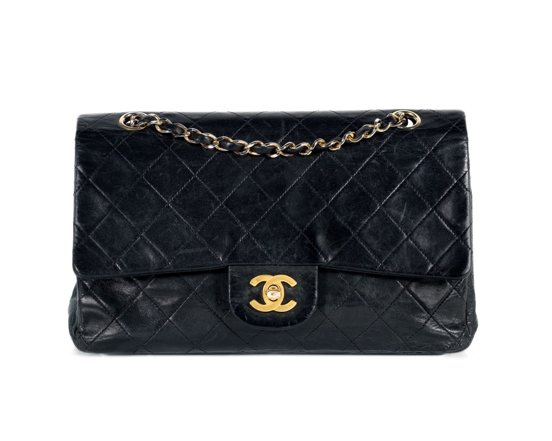 Black Lambskin Classic Flap Bag, Chanel, c. 1989-91, (Includes serial sticker and authenticity c...