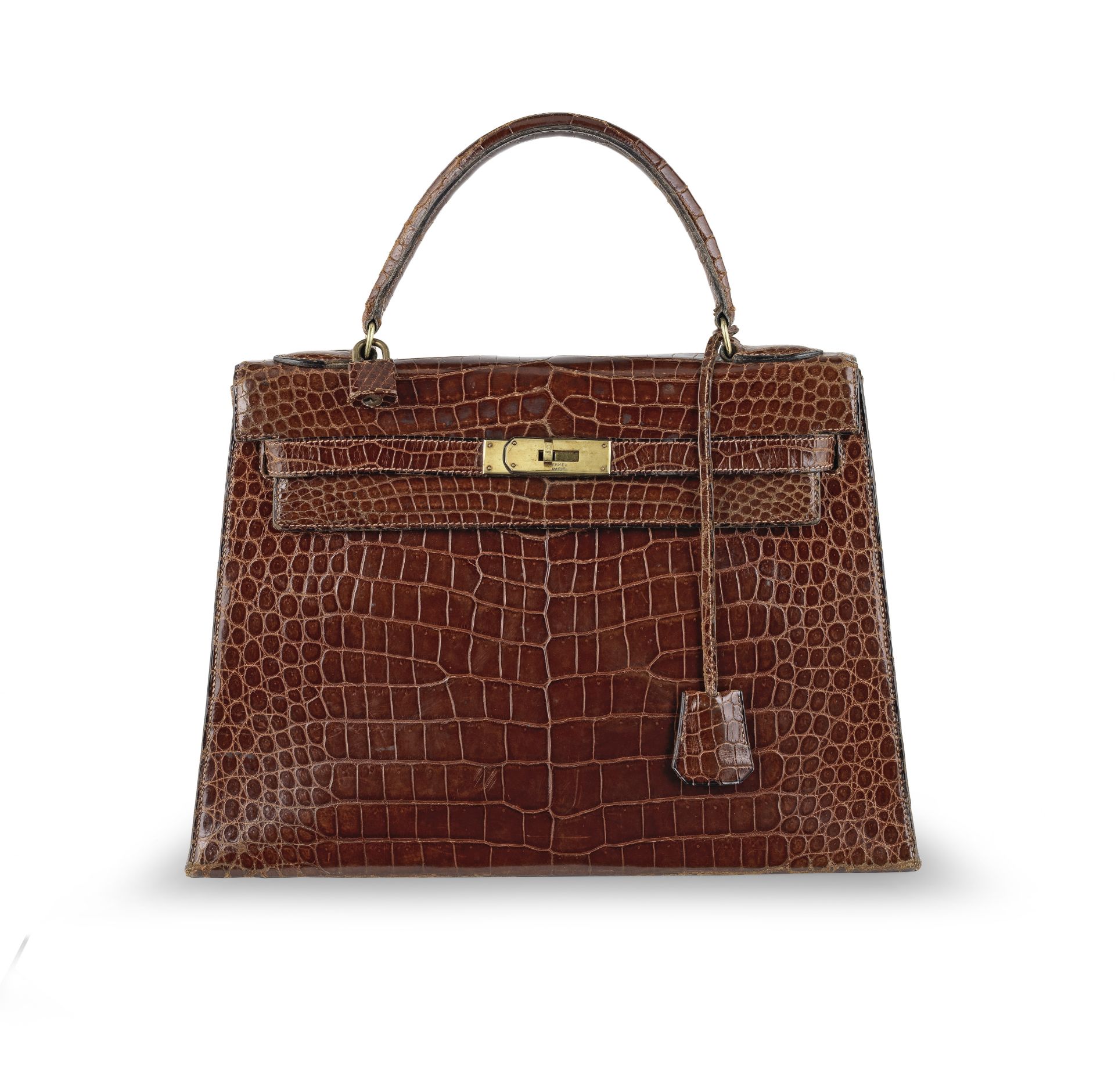 Shiny Miel Crocodile Kelly Sellier 32, Hermès, 1960s, (Includes padlock, keys, cloche, dust bag, ...