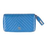 Blue Mini Zip Around Wallet, Chanel, c. 2015-16, (Includes serial sticker and authenticity card )