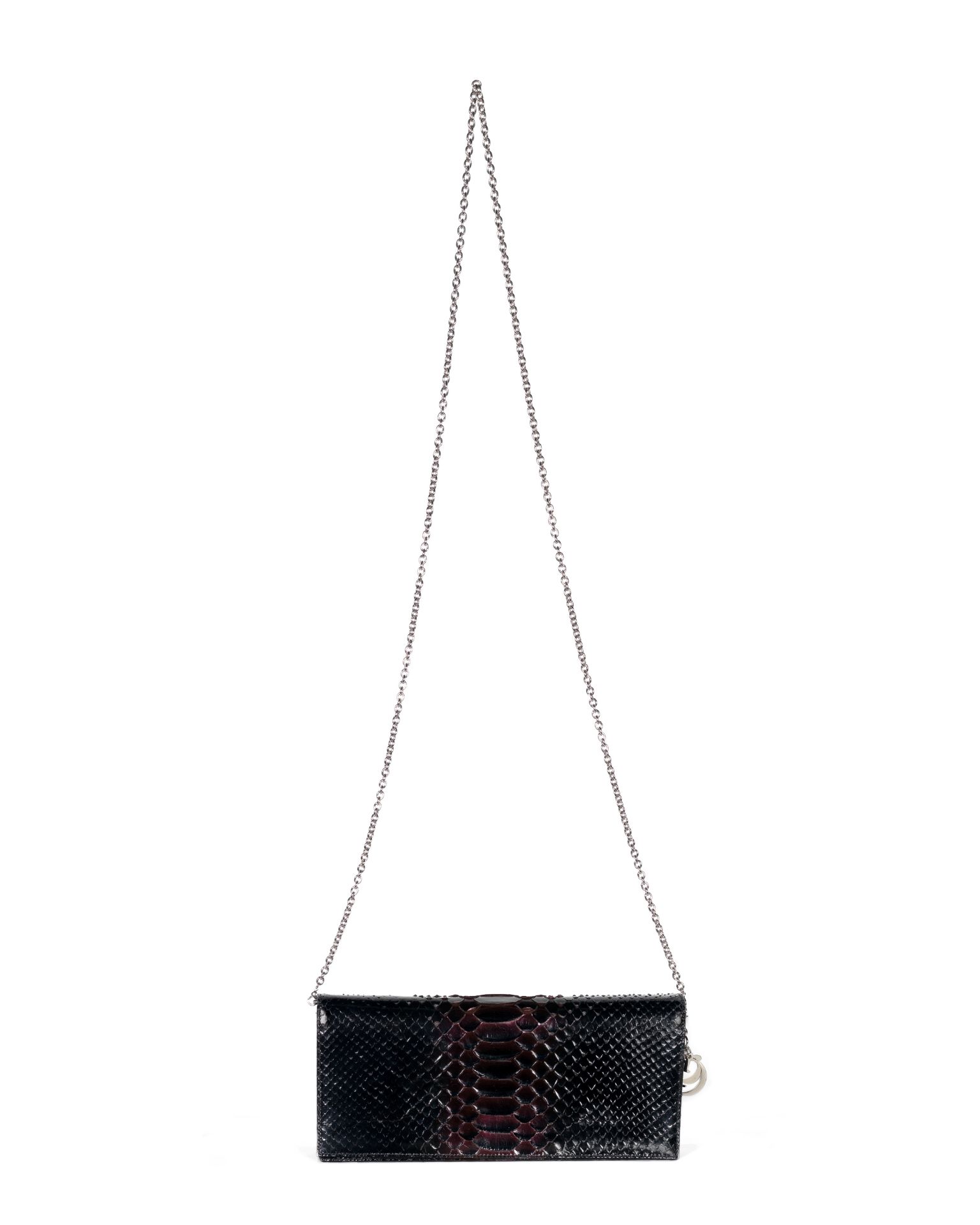 Dark Red Python Wallet on Chain, Christian Dior, (Includes spare shoulder chain and dust bag)