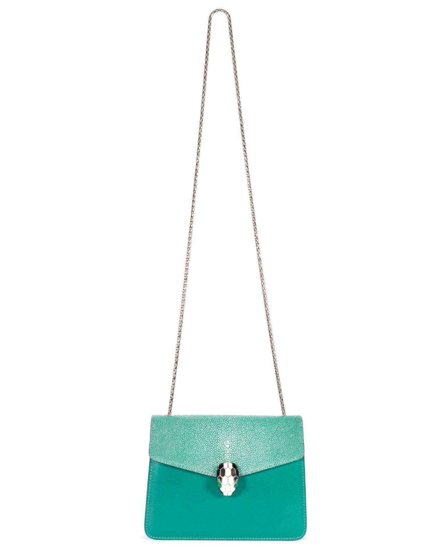 Emerald Green Serpeti Forever Bag, Bulgari, 2010s, (Includes leather backed mirror and dust bag )