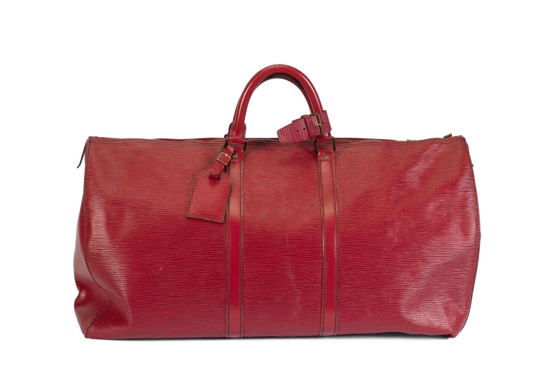 Red Epi Leather Keepall 55, Louis Vuitton, c. 1990, (Includes luggage tag)