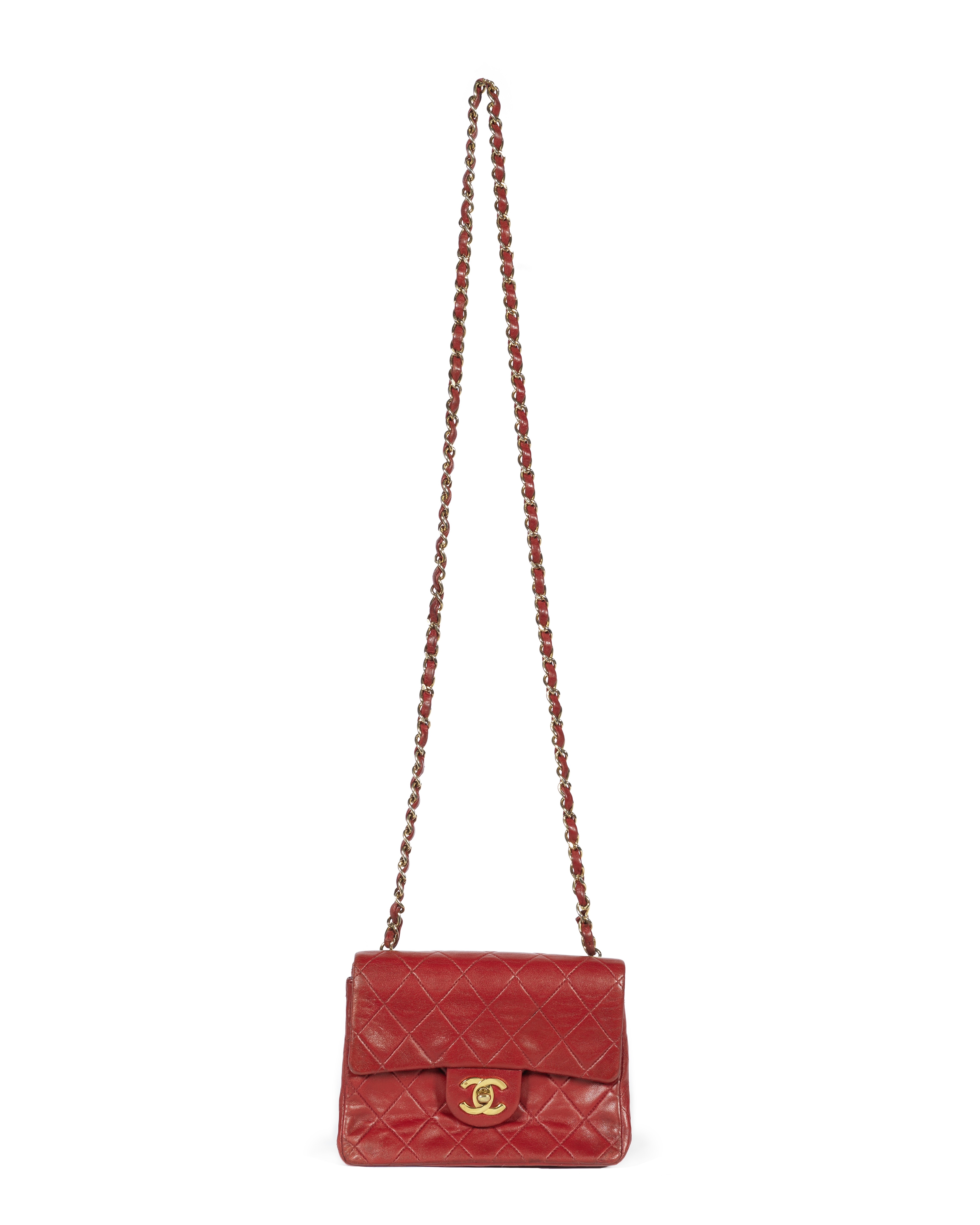 Red Mini Classic Single Flap Bag, Chanel, c. 1989-91, (Includes serial sticker, dust bag and box)