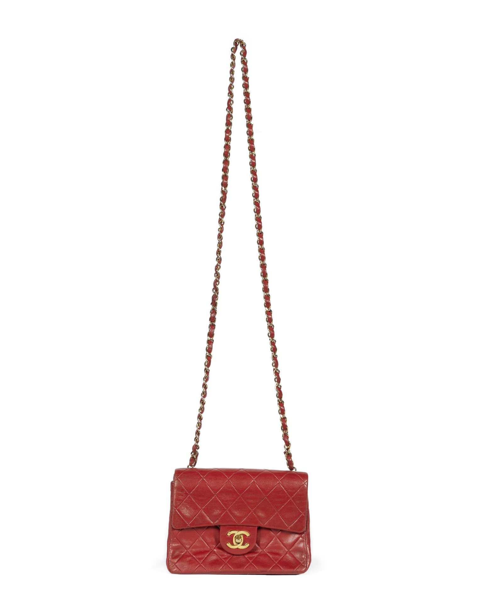 Red Mini Classic Single Flap Bag, Chanel, c. 1989-91, (Includes serial sticker, dust bag and box)