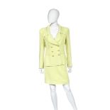 Lime Green Boucle Skirt Suit, Chanel, 1990s,