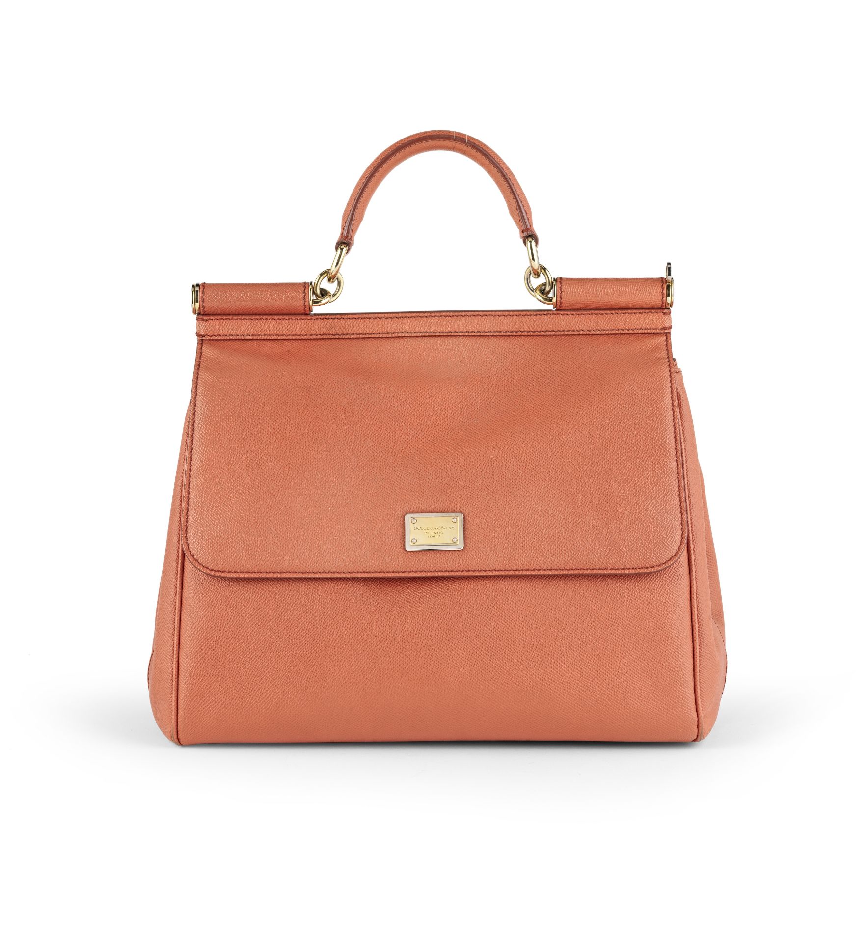 Coral Leather Large Sicily Bag, Dolce and Gabbana,