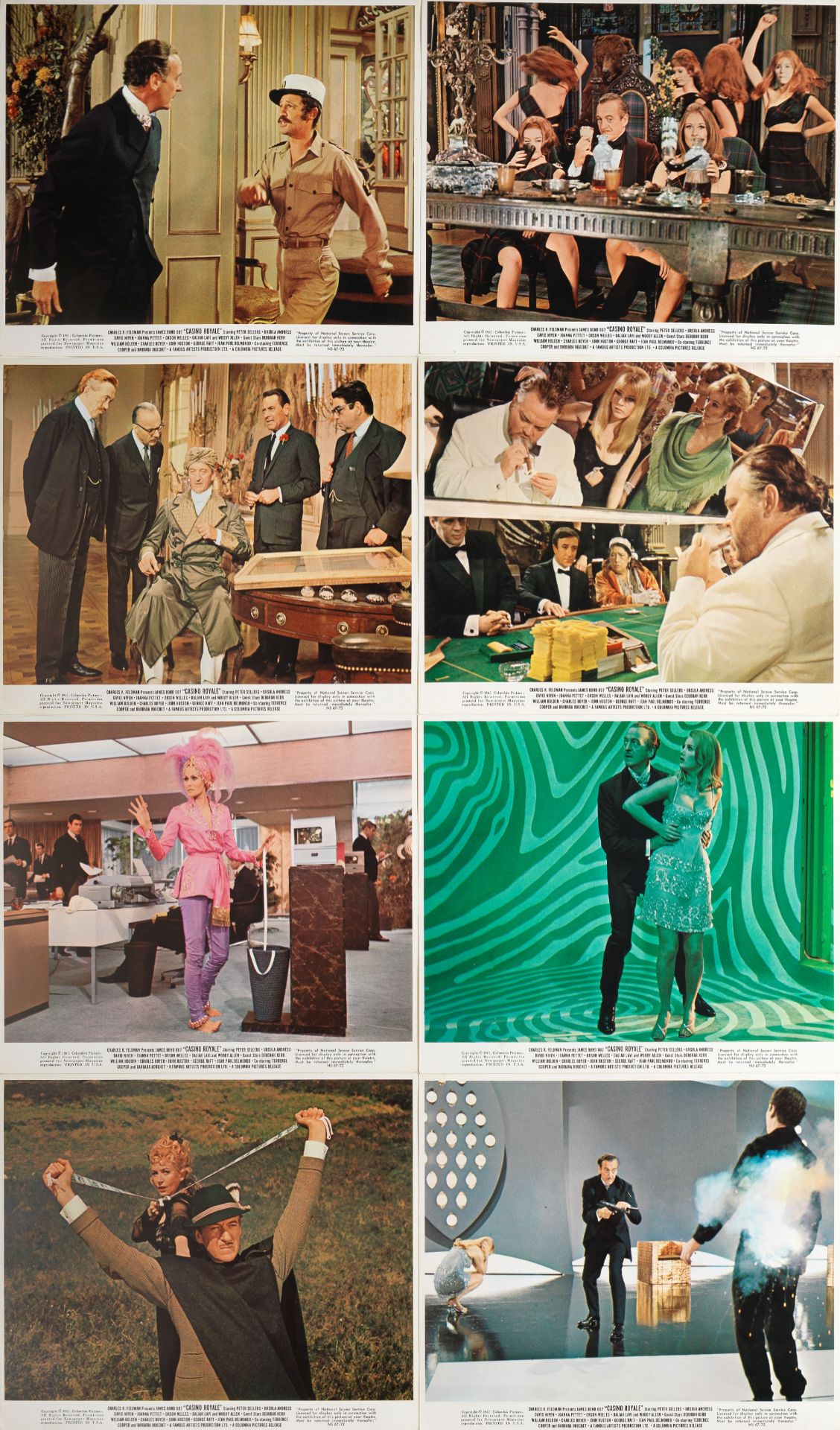 James Bond: A set of eight British front of house stills from Casino Royale, Columbia Pictures, 1...