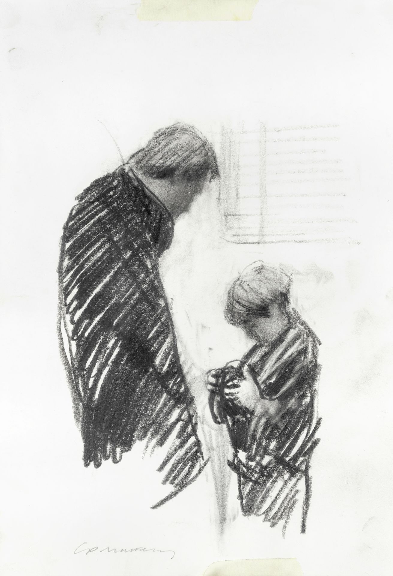 CHARLIE MACKESY (BRITISH, B.1962): An original charcoal drawing executed on set of Love Actually,...