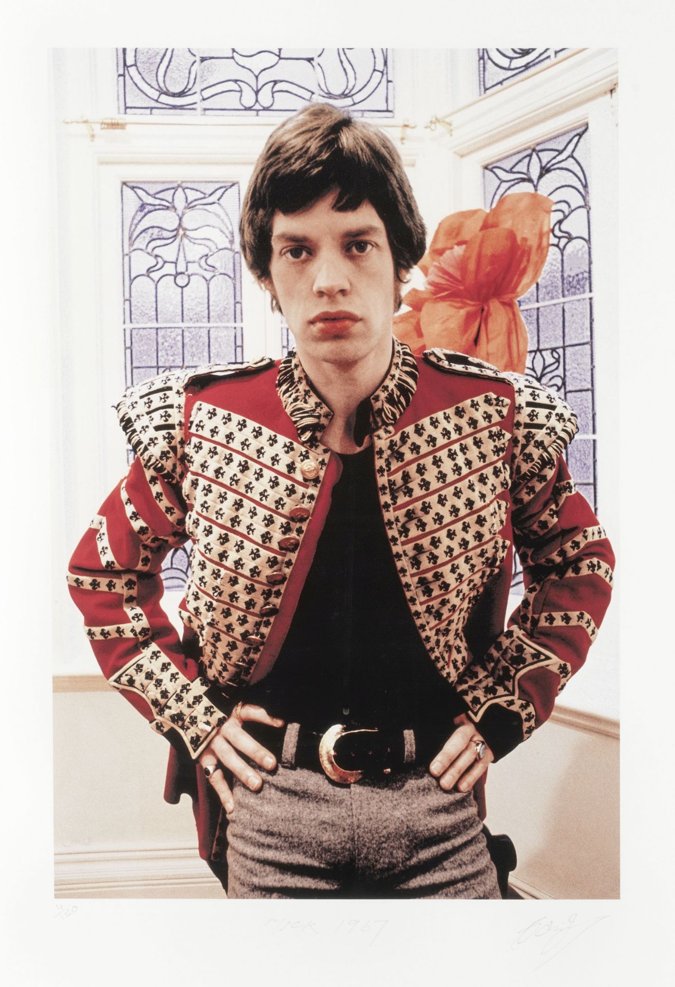 Colin Jones (British, b.1936): Mick Jagger at Harley House, 1967, printed later,