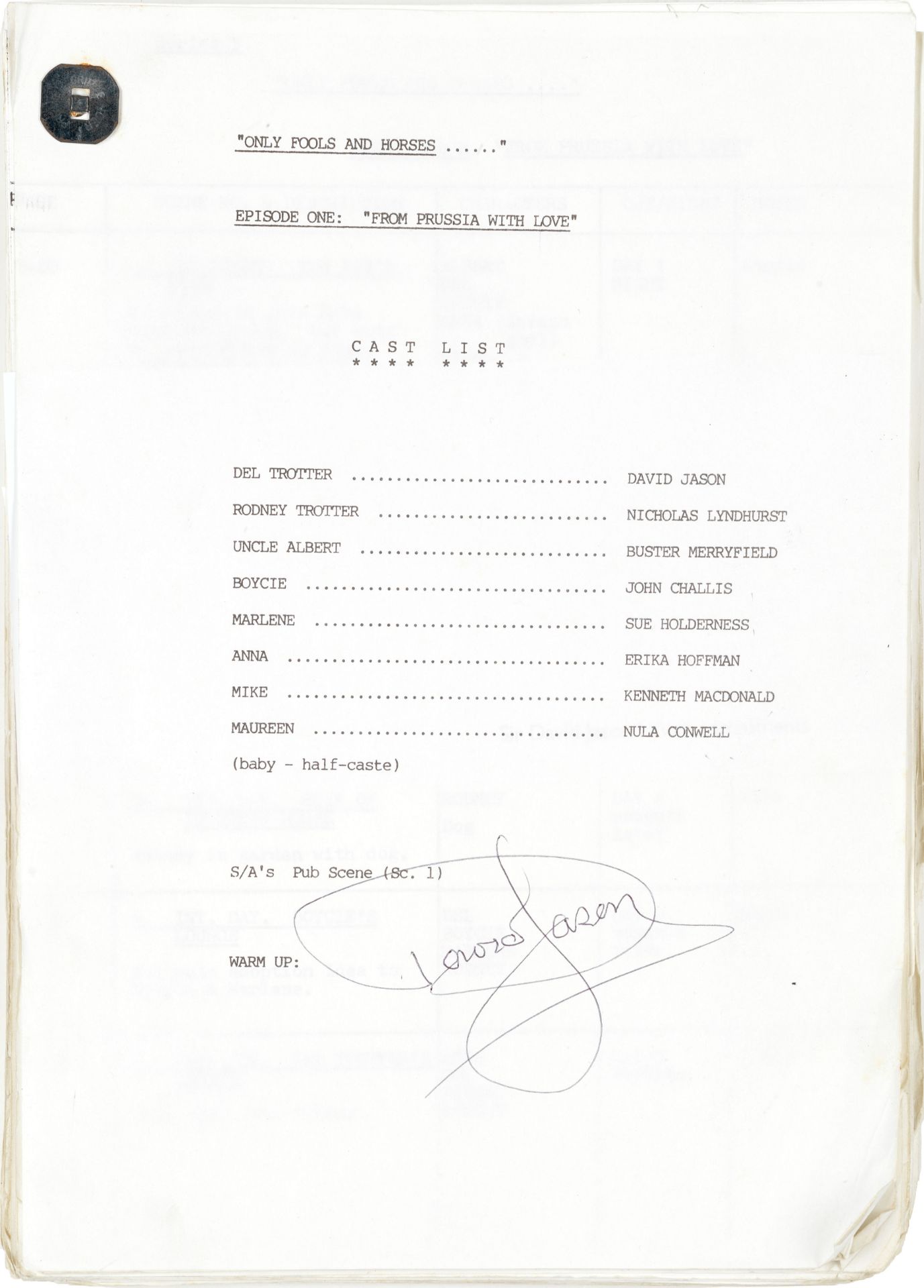Only Fools And Horses: An original working script signed and annotated by David Jason, BBC, 1968,