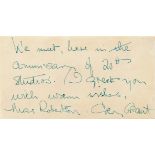 Cary Grant: A signed and inscribed autograph page, circa 1950's,