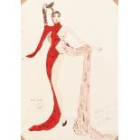 MICHAEL BRONZE (BRITISH, 1916-1979): A GROUP OF FOUR DRAWINGS OF COSTUME DESIGNS FOR MURRAY'S CAB...