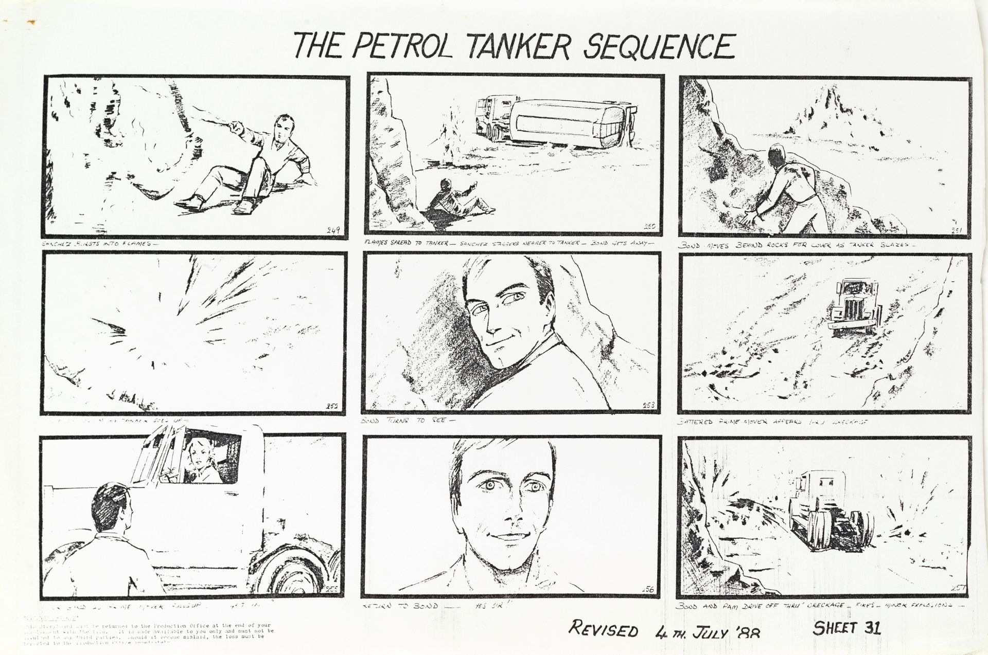 James Bond: A set of storyboards for Licence To Kill, Eon Productions, 1988, Qty