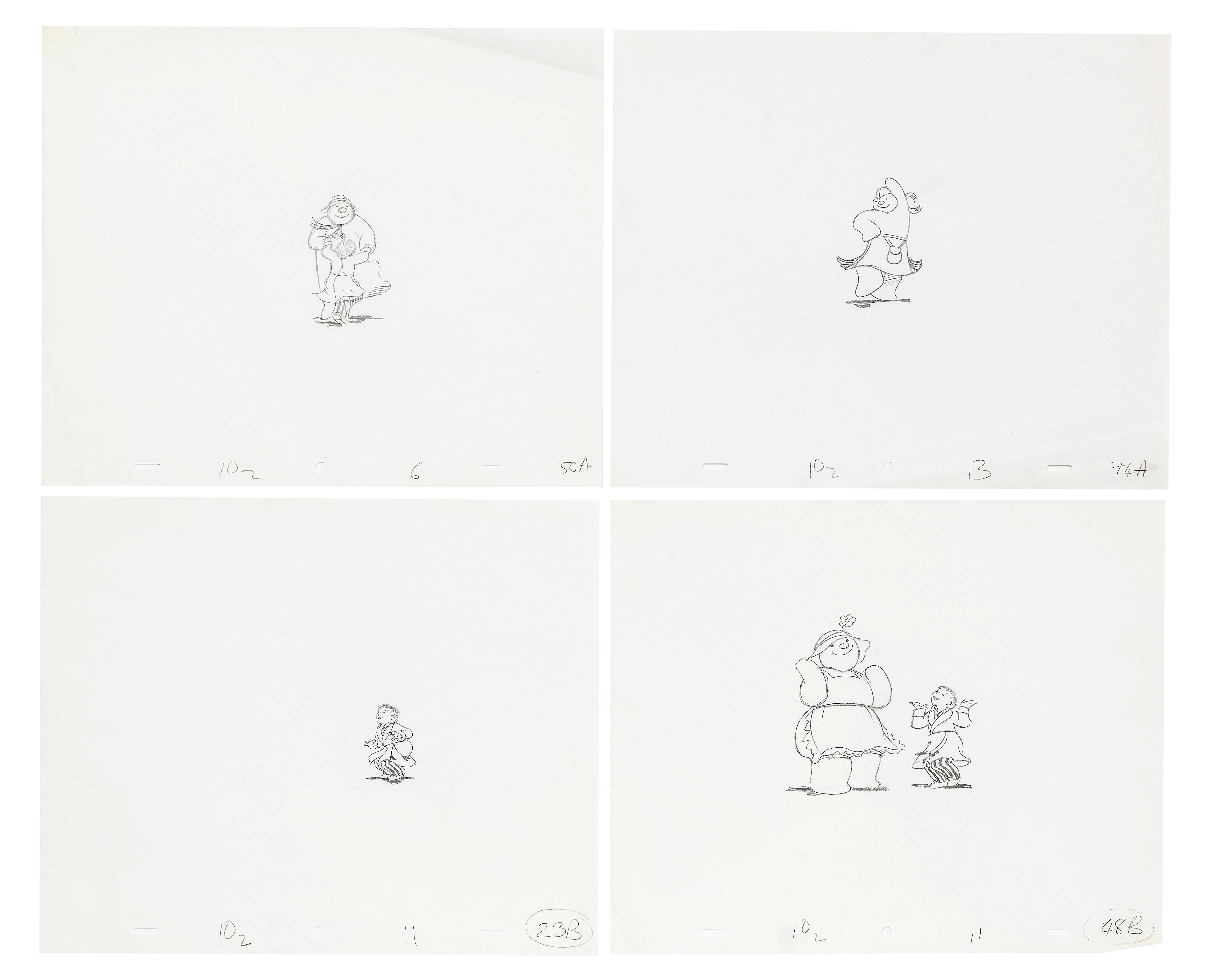 The Snowman: Four original animation drawings, 1982, 4