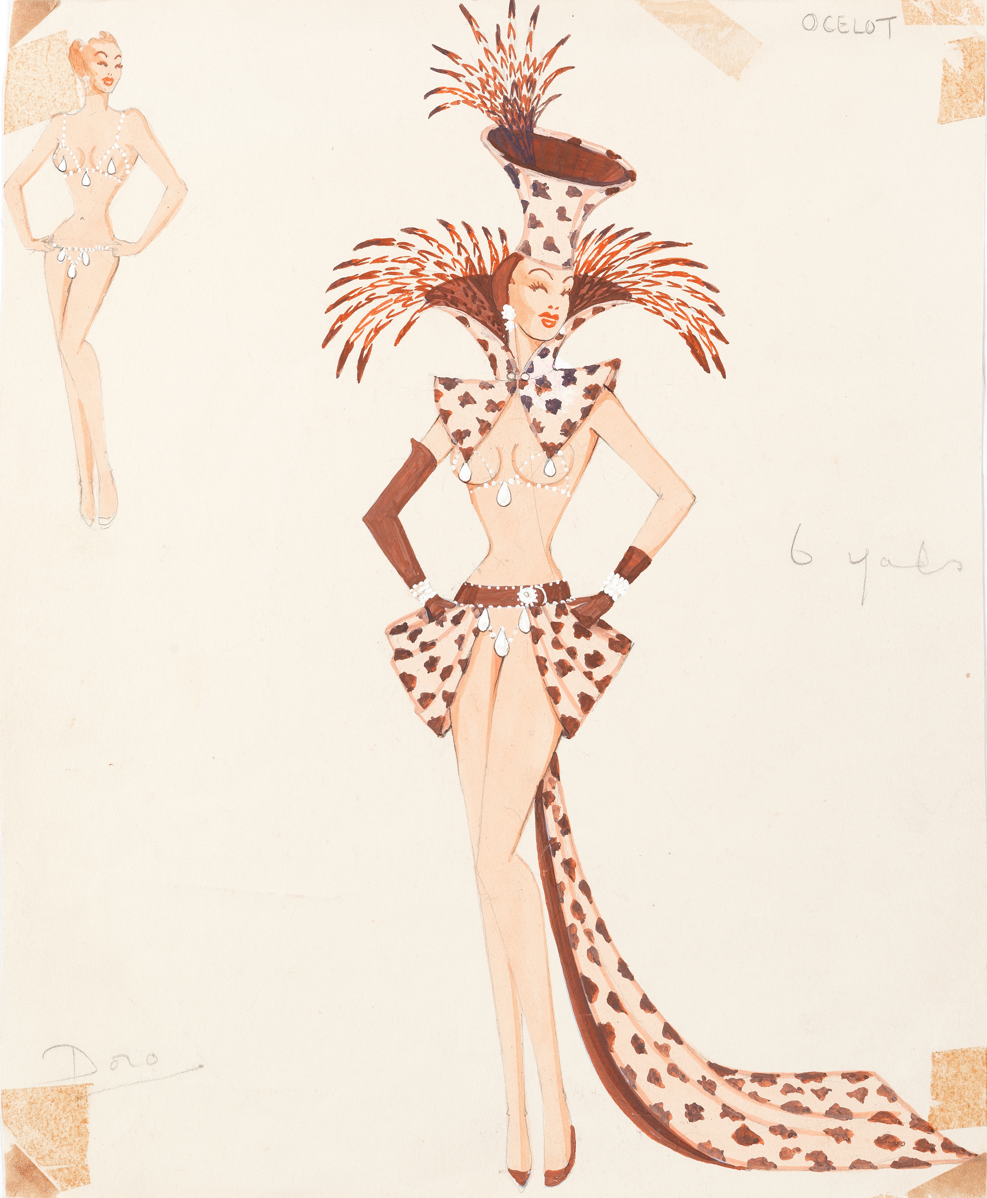 MICHAEL BRONZE (BRITISH, 1916-1979): A GROUP OF SEVEN DRAWINGS OF COSTUME DESIGNS FOR MURRAY'S CA...