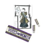Suffragette: A sash and medal worn by Carey Mulligan for her role as 'Maud Watts', and a medal wo...