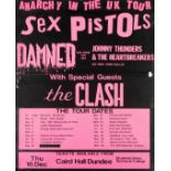 Sex Pistols: A rare 'Anarchy In The UK' Tour Poster for the cancelled show at Caird Hall, Dundee,...