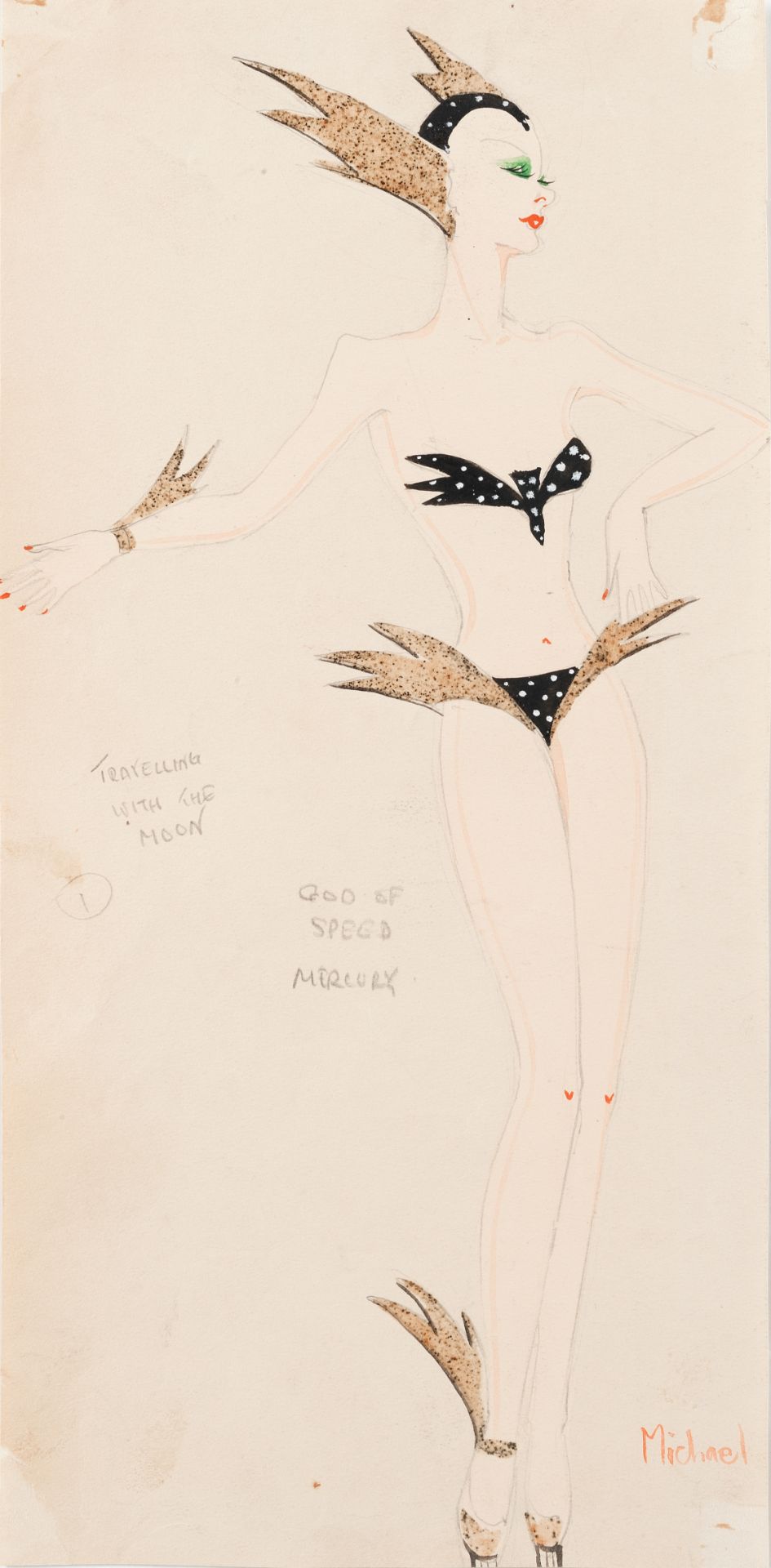 MICHAEL BRONZE (BRITISH, 1916-1979): A GROUP OF EIGHT DRAWINGS OF COSTUME DESIGNS FOR MURRAY'S CA...