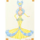 MICHAEL BRONZE (BRITISH, 1916-1979): A group of six drawings of blue and yellow costume designs f...