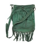 Jimi Hendrix: A fringed, green suede shoulder bag, circa 1969,