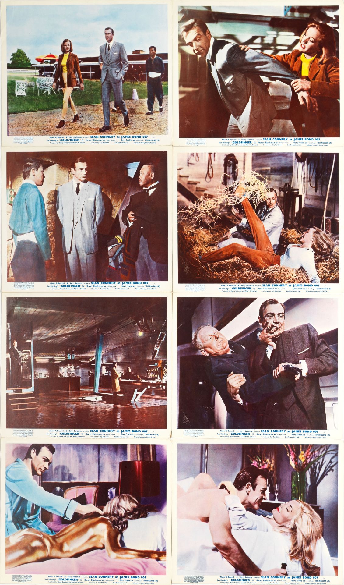 James Bond: A set of eight British front of house stills from Goldfinger Eon Productions/United A...