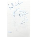 Live Aid: A notebook containing various autographs of performers at the historic Wembley concert,...