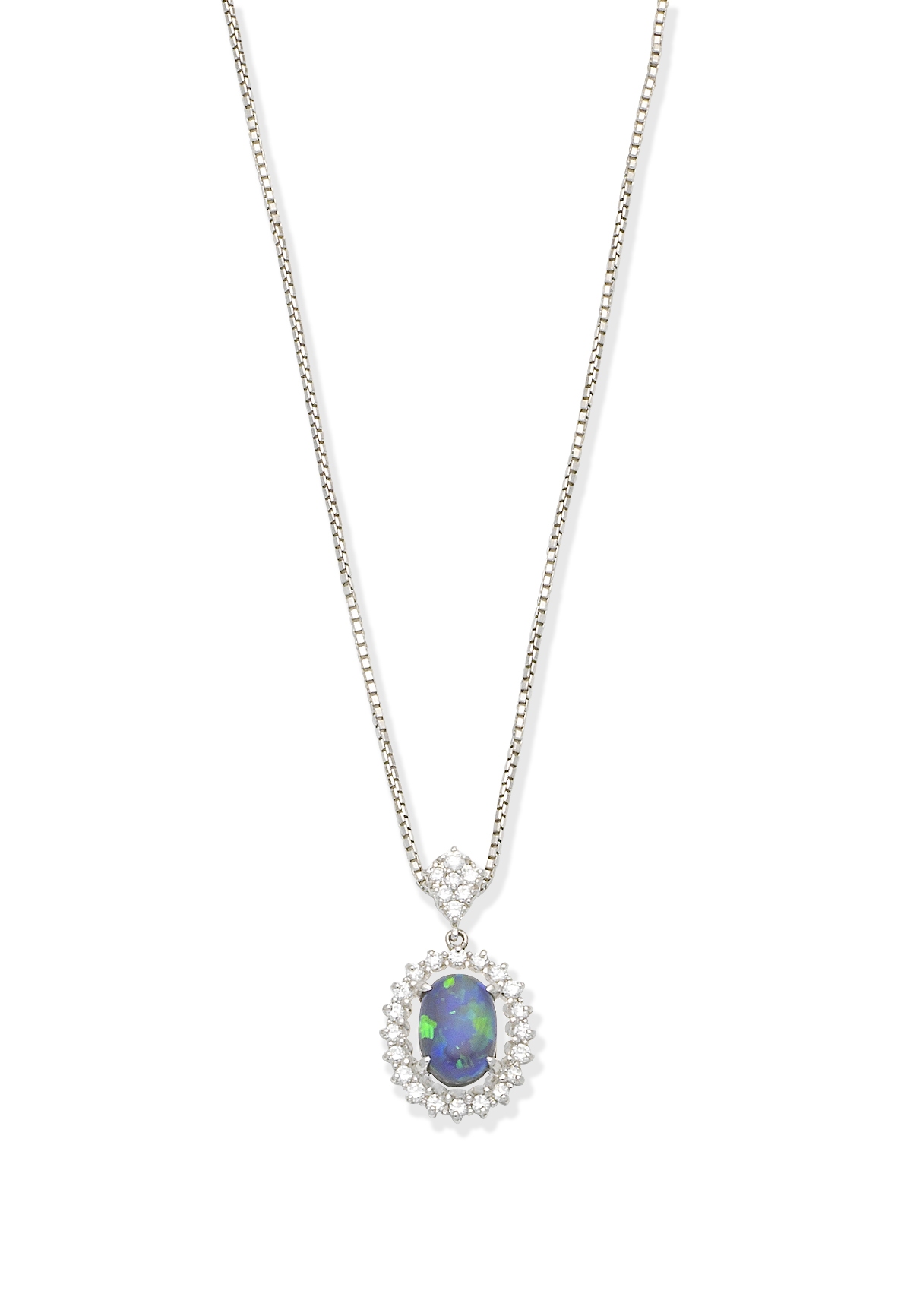 Opal and diamond pendant necklace