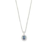 Opal and diamond pendant necklace