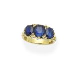 Sapphire and diamond three-stone ring