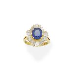 Sapphire and diamond ballerina ring