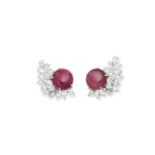 Ruby and diamond earclips