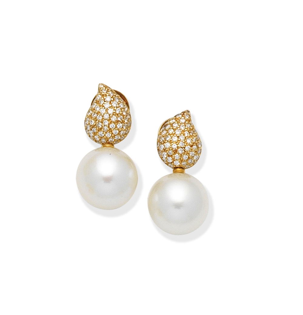 Tamara Comolli: Cultured pearl and diamond earrings, and a diamond dress ring (2)