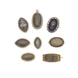 Eight mourning brooches, late 18th - early 19th centuries (8)