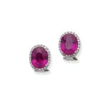 Pink tourmaline and diamond earrings