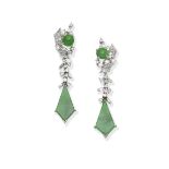 Jade and Diamond Pendent Earrings