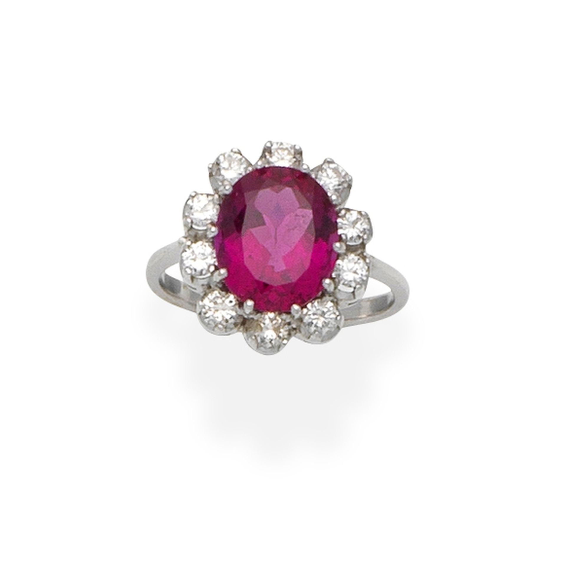 Pink tourmaline and diamond ring