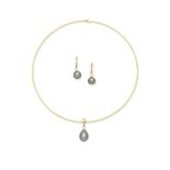 A Bunda cultured pearl and diamond necklace and earring suite