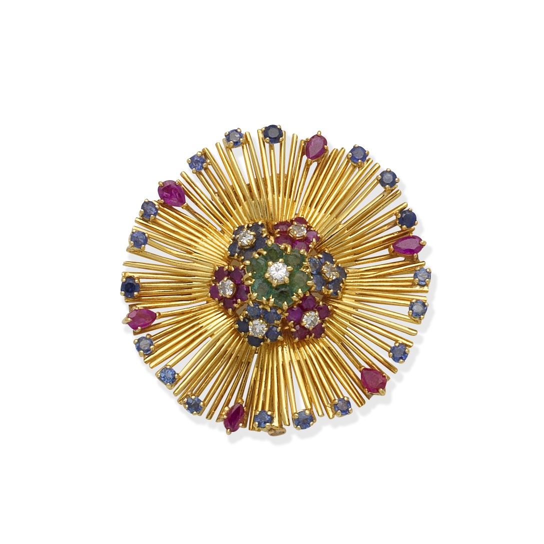 Gem-set brooch,