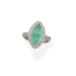 Green tourmaline and diamond ring