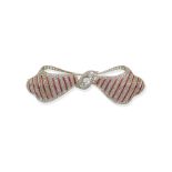 Ruby and diamond bow brooch