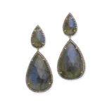 Labradorite and diamond pendent earrings