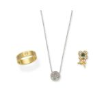 Cartier: 'Love' ring, Van Cleef & Arpels: gem-set flower pin, Tiffany: diamond necklace