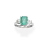 Emerald and diamond ring