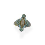 Enamel and turquoise memorial ring, 19th century
