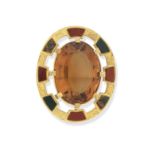 A Scottish citrine and hardstone brooch